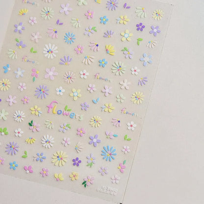 Valentines Love Heart Nail Art Stickers Flowers Adhesive Embossed Sticker Decals 