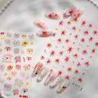 Vibrant Fireworks & Heart Nail Stickers - Festive & Holiday Decals for Celebration