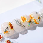 Vintage 5D Sunflower Nail Stickers | Artistic Painterly Summer & Fall Nail Art Decals TS1338