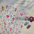 Vintage Angel & Cross 3D Nail Stickers - Coquette Baroque Decals 988