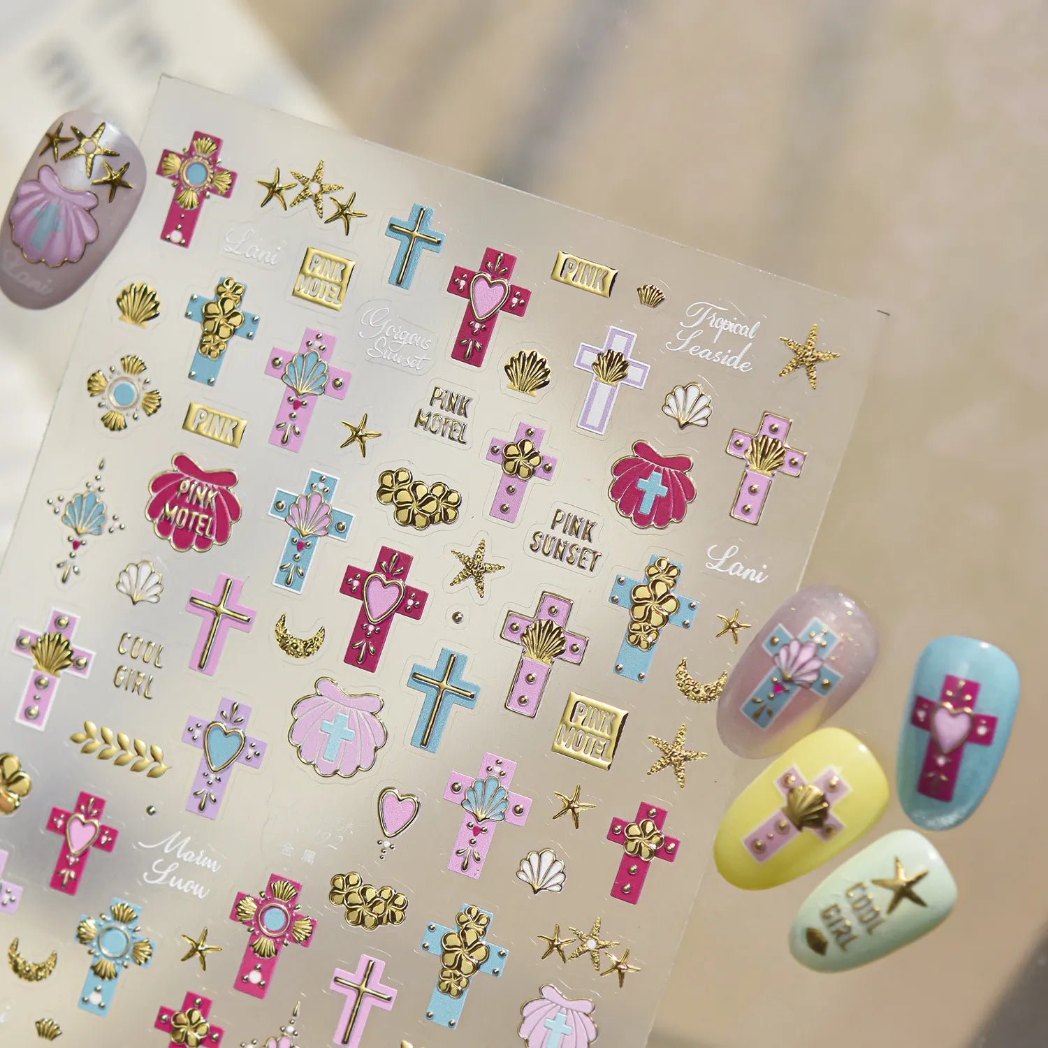 Vintage Angel & Cross 3D Nail Stickers - Coquette Baroque Decals