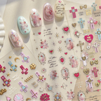 Vintage Angel & Cross 3D Nail Stickers - Coquette Baroque Decals 988