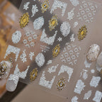 Vintage Baroque & White Lace 3D Embossed Nail Art Stickers 1023