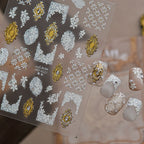 Vintage Baroque & White Lace 3D Embossed Nail Art Stickers 1023