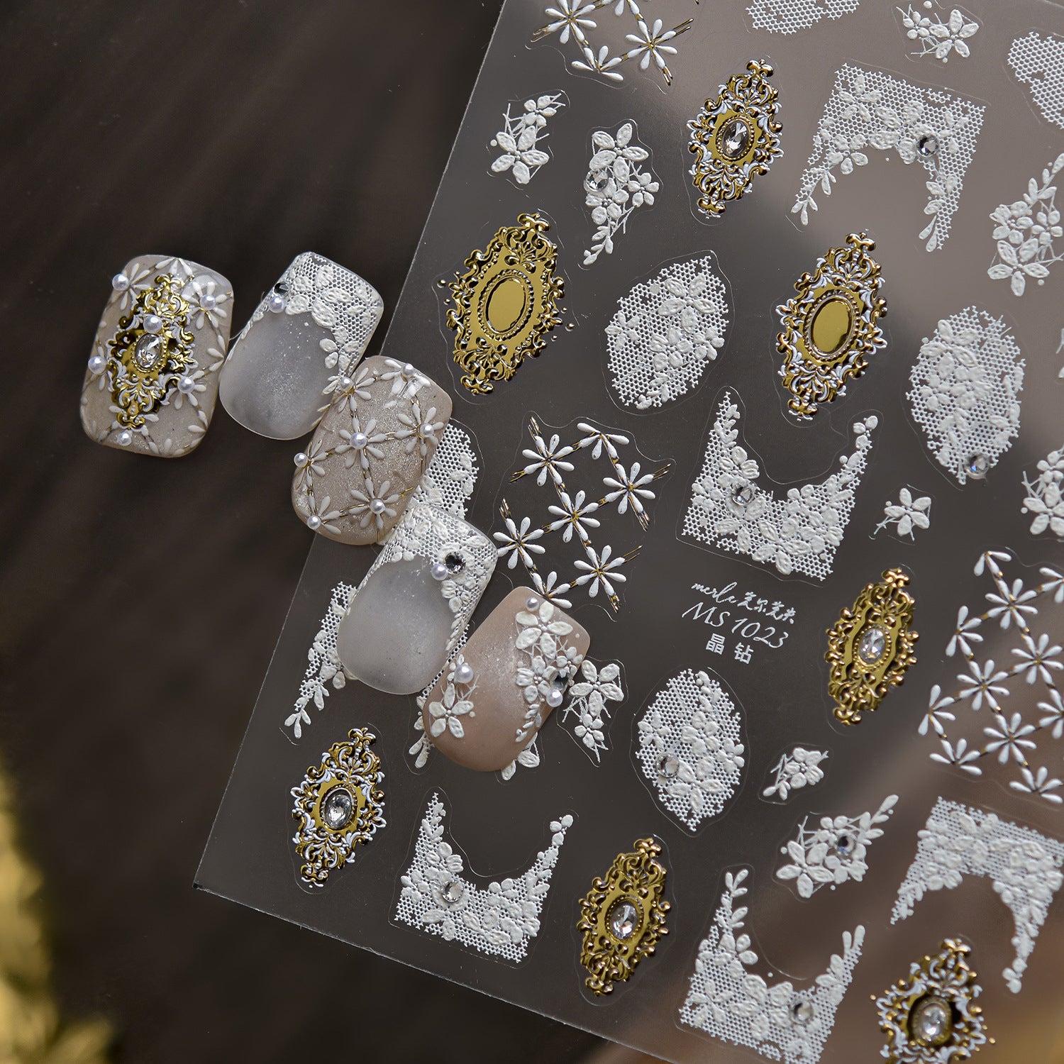Vintage Baroque & White Lace 3D Embossed Nail Art Stickers 1023