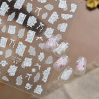 Vintage Baroque & White Lace 3D Embossed Nail Art Stickers 1023