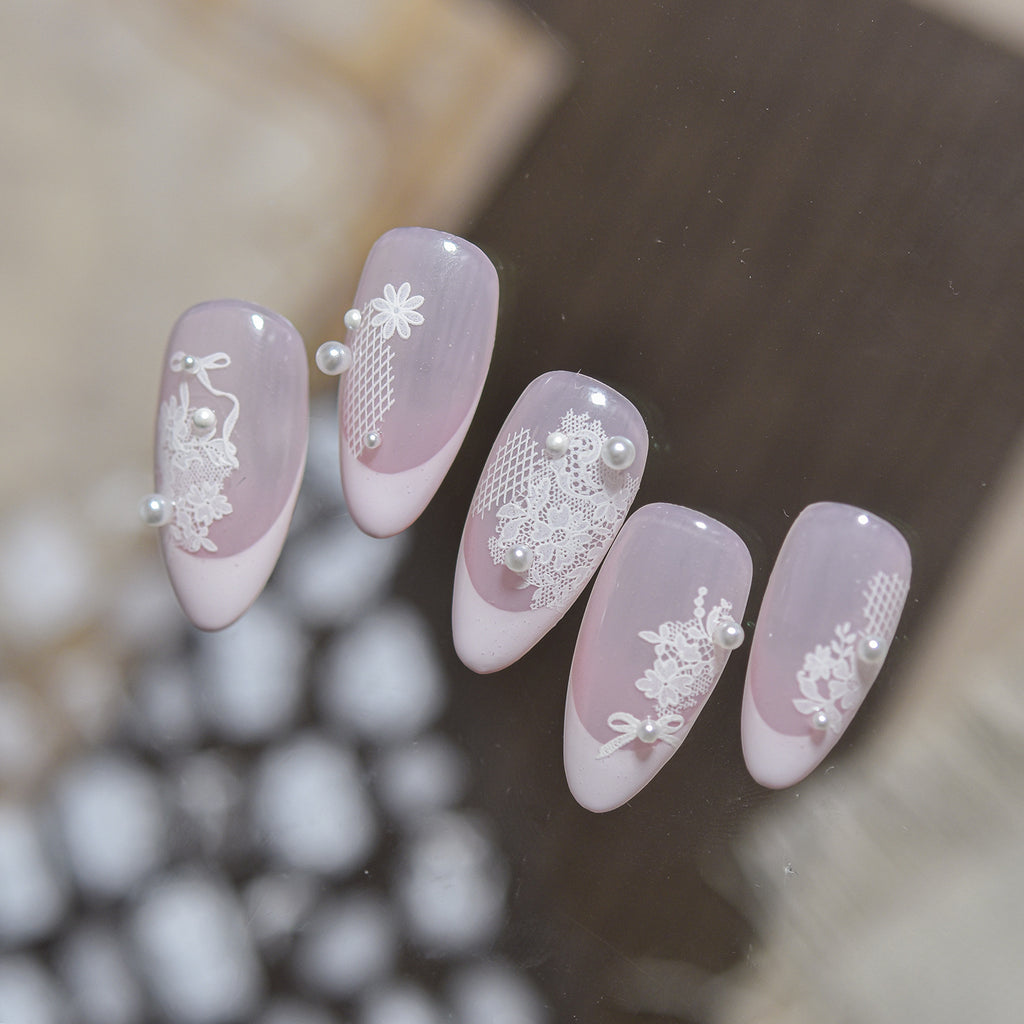 Vintage Baroque & White Lace 3D Embossed Nail Art Stickers 1023