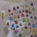 Vintage Beetle & Ladybug 3D Insect Nail Stickers - Botanical Nature Decals