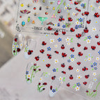 Vintage Beetle & Ladybug 3D Insect Nail Stickers - Botanical Nature Decals