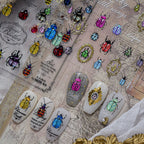 Vintage Beetle & Ladybug 3D Insect Nail Stickers - Botanical Nature Decals