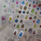 Vintage Beetle & Ladybug 3D Insect Nail Stickers - Botanical Nature Decals