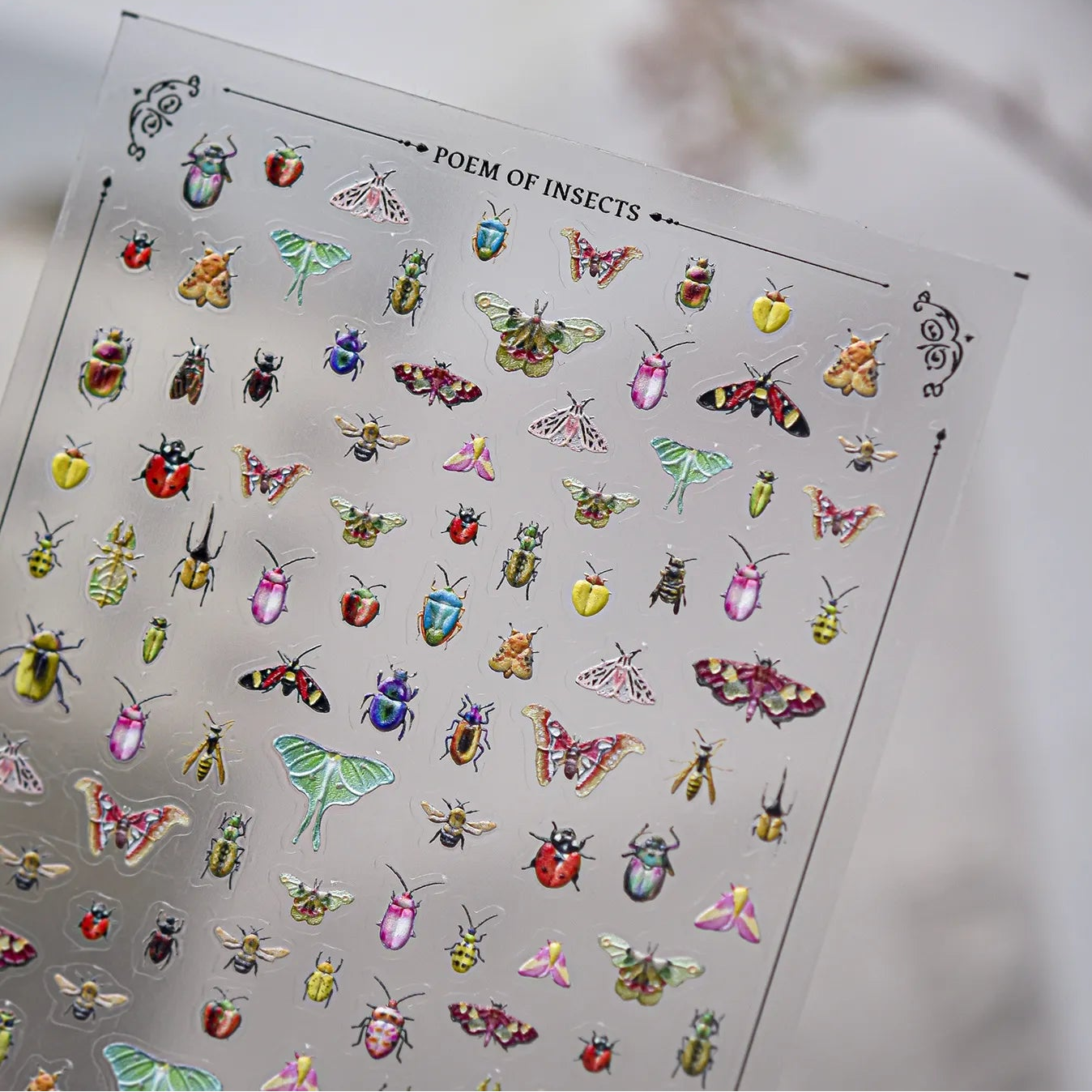 Vintage Beetle & Ladybug 3D Insect Nail Stickers - Botanical Nature Decals