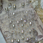 Vintage Celestial Opal Mirror Nail Stickers | Pearl Heart Locket Decals
