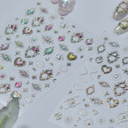 Vintage Celestial Opal Mirror Nail Stickers | Pearl Heart Locket Decals