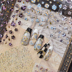 Vintage Floral Nail Stickers with Gold Glitter & Pearl Accents 
