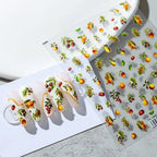 Vintage Fruit Nail Stickers | Artistic Botanical Cherry & Lemon Nail Art Decals TS1446