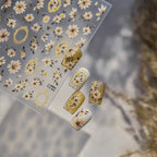Vintage Gold Frame & Floral Nail Stickers - Elegant 3D Decals for Manicure to4985