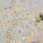 Vintage Gold Frame Gem Nail Art Stickers MS740