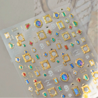 Vintage Gold Frame Gem Nail Art Stickers MS740