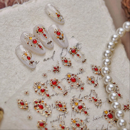 Vintage Gold Gemstone Nail Stickers for DIY Manicure MS898