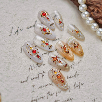 Vintage Gold Gemstone Nail Stickers for DIY Manicure MS898