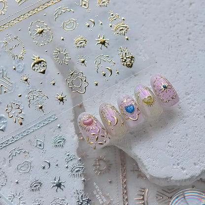 Vintage Nail Art Stickers Adhesive Gold Silver Damask Sticker Decals to4138