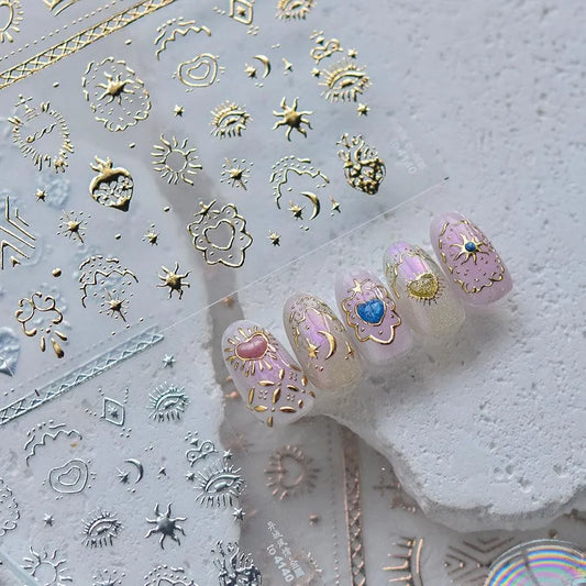 Vintage Nail Art Stickers Adhesive Gold Silver Damask Sticker Decals to4138