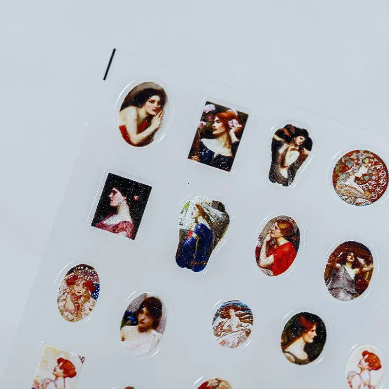  Vintage Nail Art Stickers Adhesive Portrait Sticker Decals 