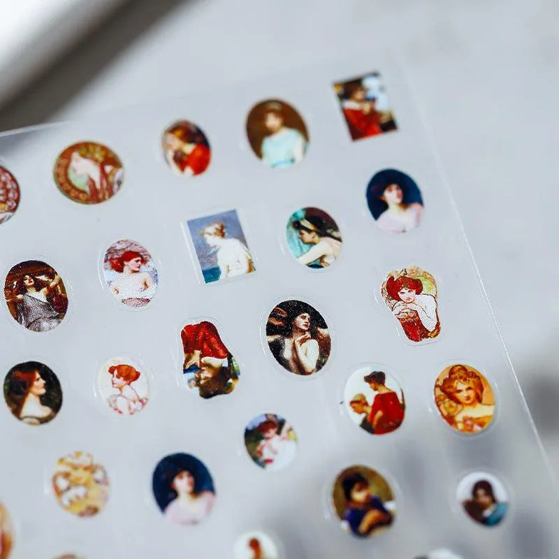  Vintage Nail Art Stickers Adhesive Portrait Sticker Decals 