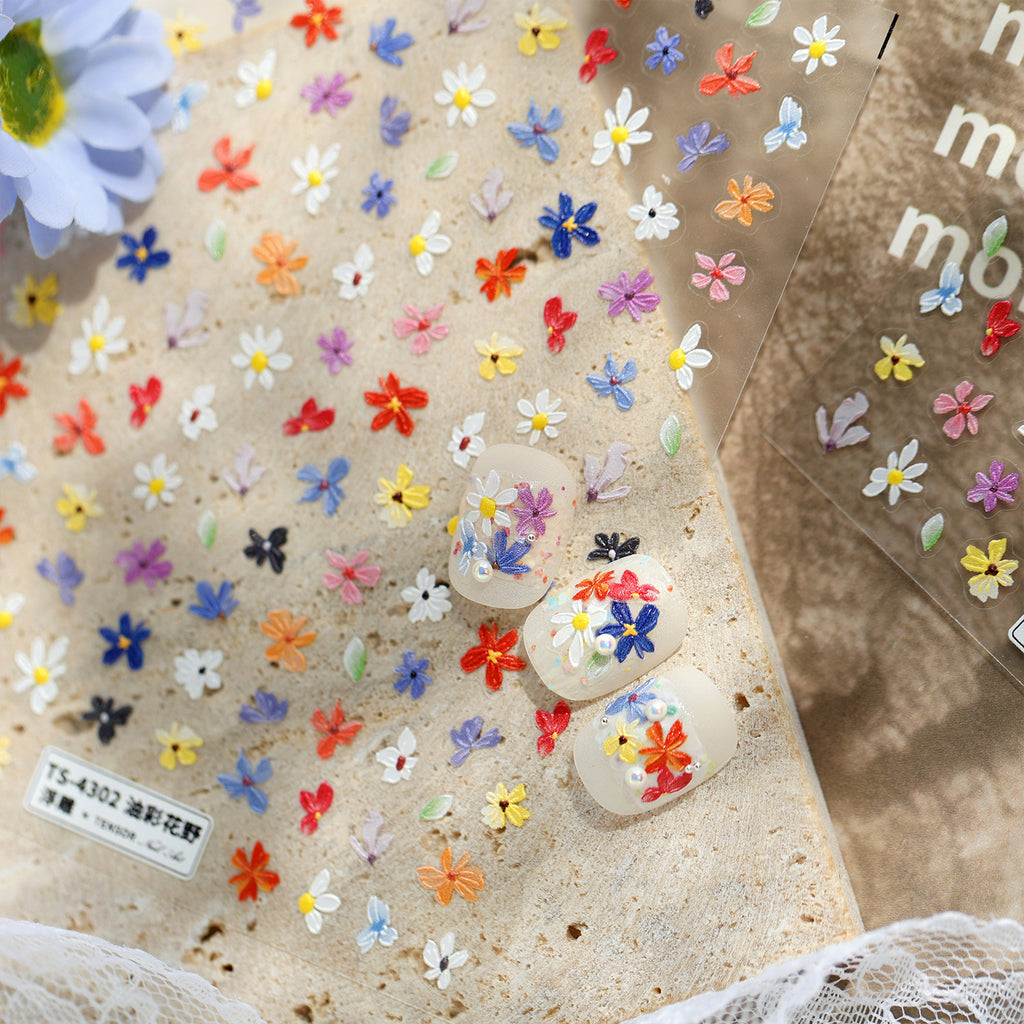 Vintage Oil Painting Floral Nail Art Stickers - Cottagecore Wildflower Decals