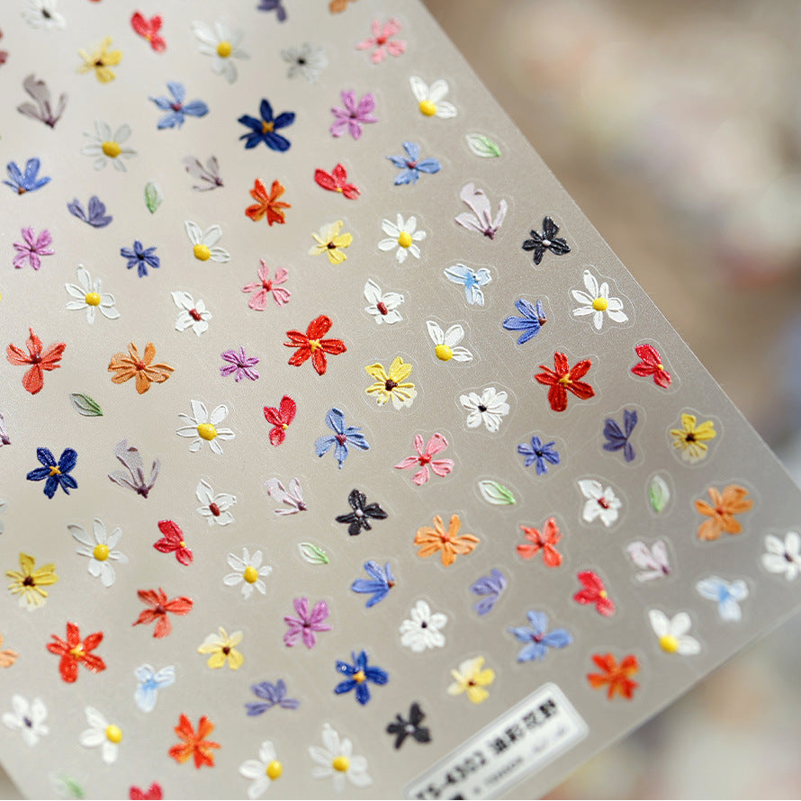 Vintage Oil Painting Floral Nail Art Stickers - Cottagecore Wildflower Decals