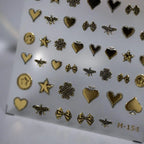 Vintage Stamp Letters Nail Art Stickers Retro Gold Metal Adhesive Sticker Decals M154