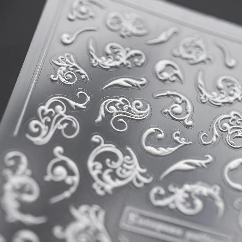 Vintage Vine Design Nail Art Stickers Damask Vines Adhesive Embossed Sticker Decals TS259