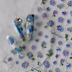 Violet Flower Nail Art Stickers Adhesive Slider Hydrangea Sticker Decals TS2751