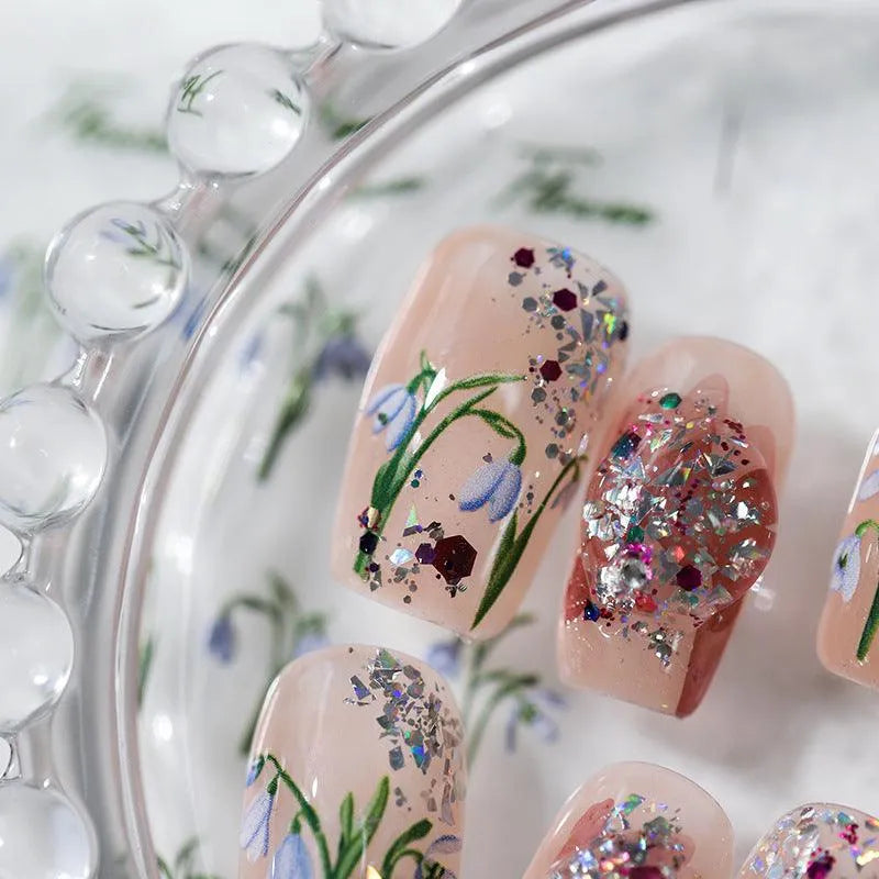 Violet Flower Nail Art Stickers Adhesive Slider Lily of the Valley Sticker Decals TS2931