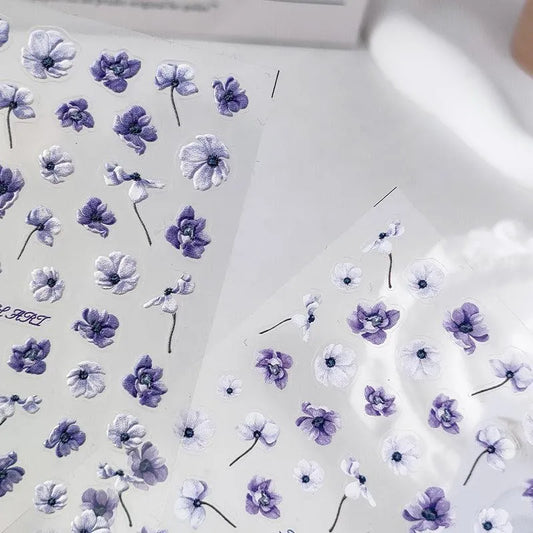 Violets Nail Art Stickers 3D Flower Adhesive Sticker Decals TS1863
