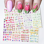 Watercolor Floral Nail Water Decals | Tulip Lavender Flower Slider Stickers