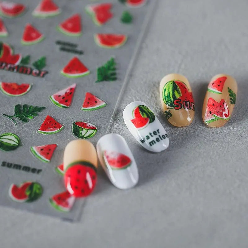 Watermelon Nail Art Stickers Summer Fruit Adhesive Sticker Decals TS753