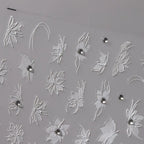 White 3D Flower Nail Art Stickers Adhesive Slider Flowers with Beads Sticker Decals TL106