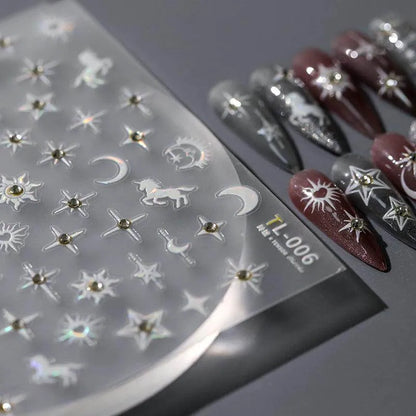 White Bow Floral Nail Art Stickers Adhesive Rose Flower Vines Sticker Decals TL001