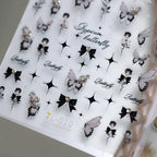 White Bow Floral Nail Art Stickers Adhesive Rose Flower Vines Sticker Decals TL001