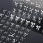 White Bow Nail Art Stickers Bows With Pearl Adhesive Embossed Sticker Decals 