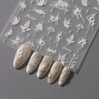 White Butterfly Nail Art Stickers Adhesive Embossed Sticker Decals TL126