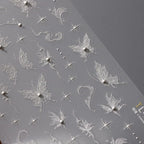 White Butterfly Nail Art Stickers Adhesive Slider 3D Butterfly with Beads Sticker Decals TL104