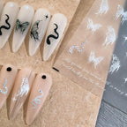 White Butterfly Nail Art Stickers Adhesive Slider Snake Sticker Decals MN333