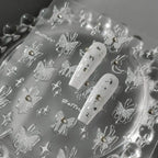 White Butterfly Nail Art Stickers With Pearls Swan Adhesive Sticker Decals TL134