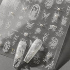 White Butterfly Nail Art Stickers With Pearls Swan Adhesive Sticker Decals TL134