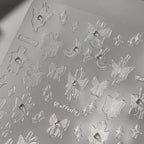 White Butterfly Nail Art Stickers With Pearls Swan Adhesive Sticker Decals TL134