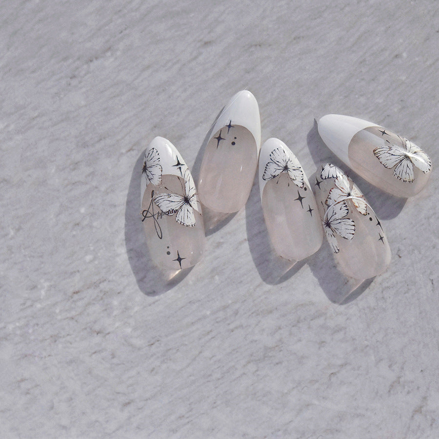 White Butterfly Nail Sticker 3D Adhesive Decals