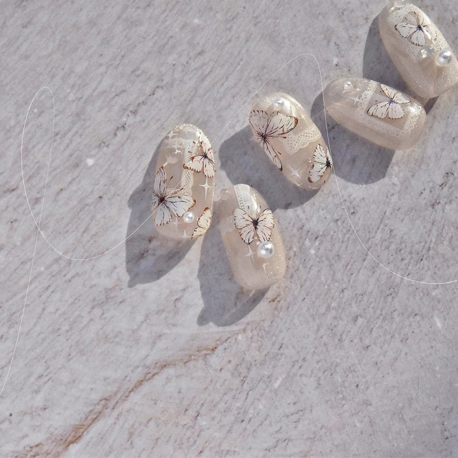 White Butterfly Nail Sticker 3D Adhesive Decals MS570